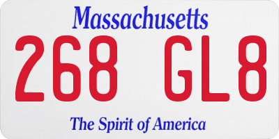 MA license plate 268GL8