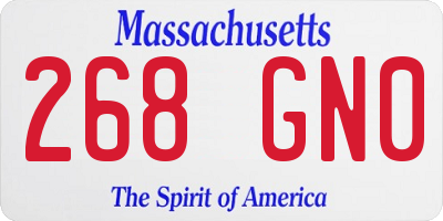 MA license plate 268GN0
