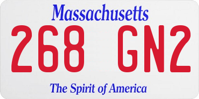 MA license plate 268GN2