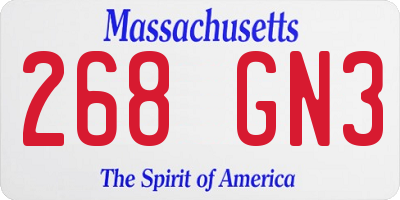 MA license plate 268GN3