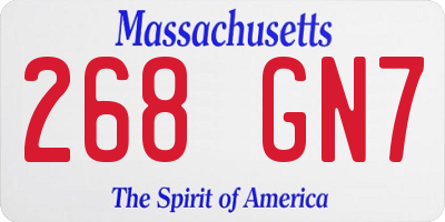 MA license plate 268GN7