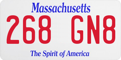 MA license plate 268GN8