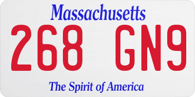 MA license plate 268GN9