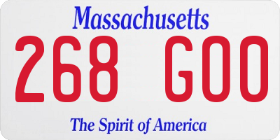 MA license plate 268GO0