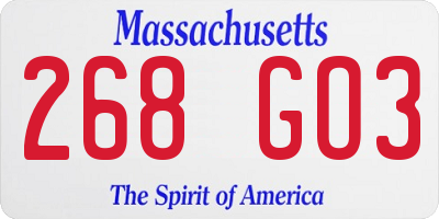MA license plate 268GO3