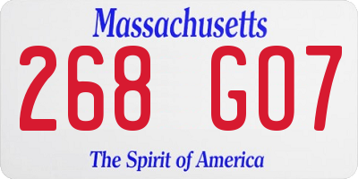MA license plate 268GO7