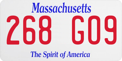 MA license plate 268GO9