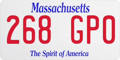 MA license plate 268GP0