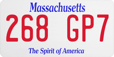 MA license plate 268GP7