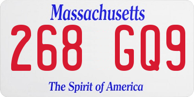 MA license plate 268GQ9