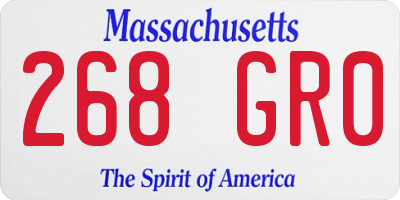 MA license plate 268GR0