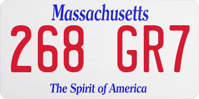 MA license plate 268GR7