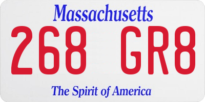 MA license plate 268GR8