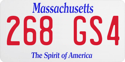 MA license plate 268GS4