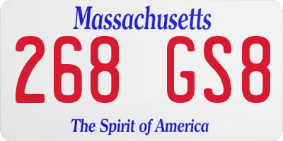 MA license plate 268GS8