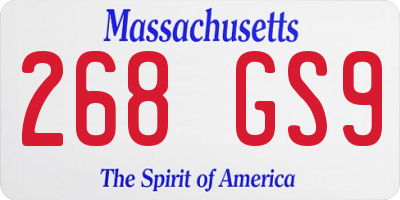 MA license plate 268GS9