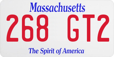 MA license plate 268GT2
