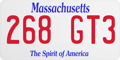 MA license plate 268GT3