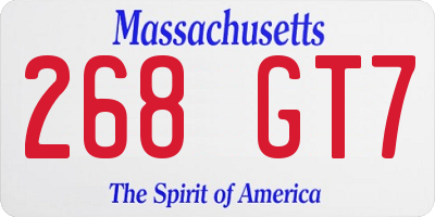 MA license plate 268GT7