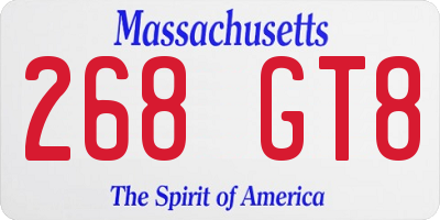 MA license plate 268GT8
