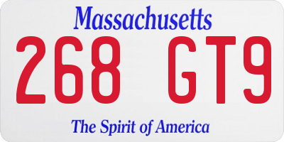 MA license plate 268GT9