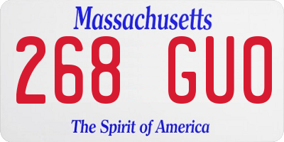 MA license plate 268GU0