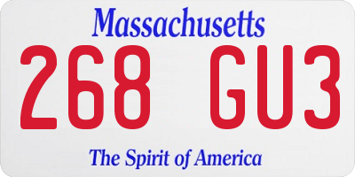 MA license plate 268GU3