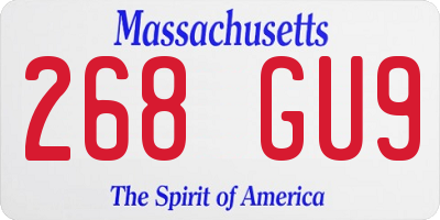 MA license plate 268GU9