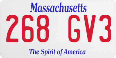 MA license plate 268GV3