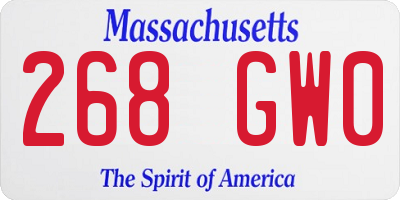 MA license plate 268GW0