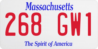 MA license plate 268GW1