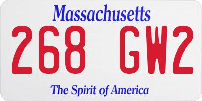MA license plate 268GW2