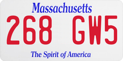MA license plate 268GW5