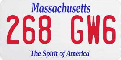 MA license plate 268GW6