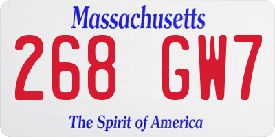MA license plate 268GW7