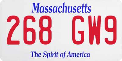 MA license plate 268GW9