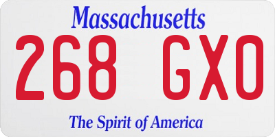 MA license plate 268GX0