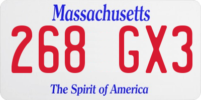 MA license plate 268GX3