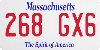 MA license plate 268GX6