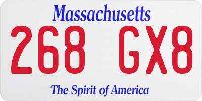 MA license plate 268GX8