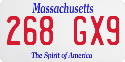 MA license plate 268GX9