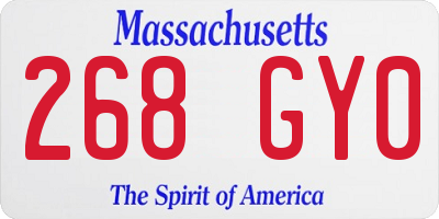 MA license plate 268GY0