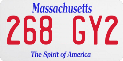 MA license plate 268GY2