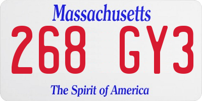 MA license plate 268GY3