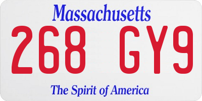 MA license plate 268GY9