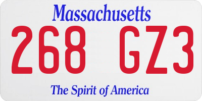 MA license plate 268GZ3