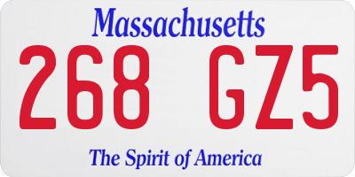 MA license plate 268GZ5