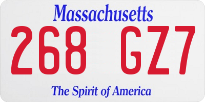 MA license plate 268GZ7