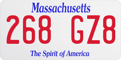 MA license plate 268GZ8