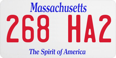 MA license plate 268HA2